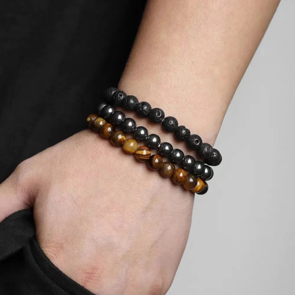 3pcs Set Couples Distance Bracelet Natural Stone Healing Jewelry