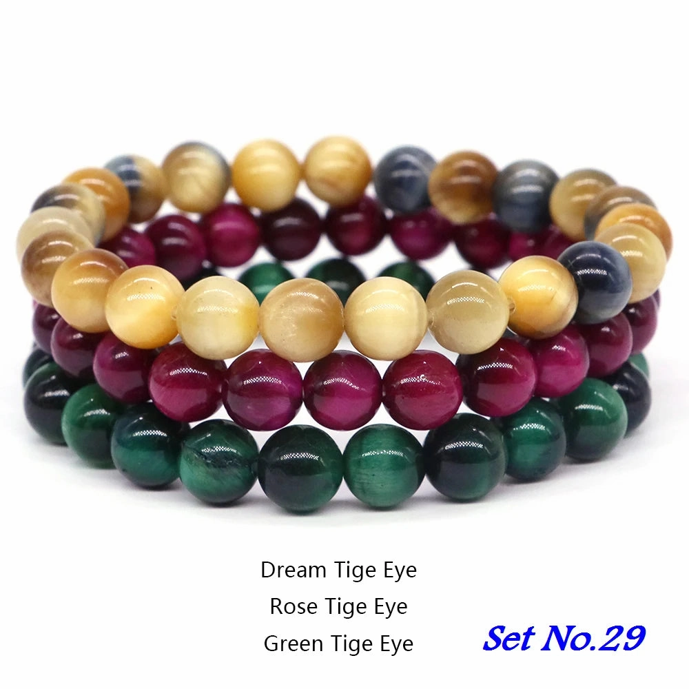 3pcs Set Couples Distance Bracelet Natural Stone Healing Jewelry