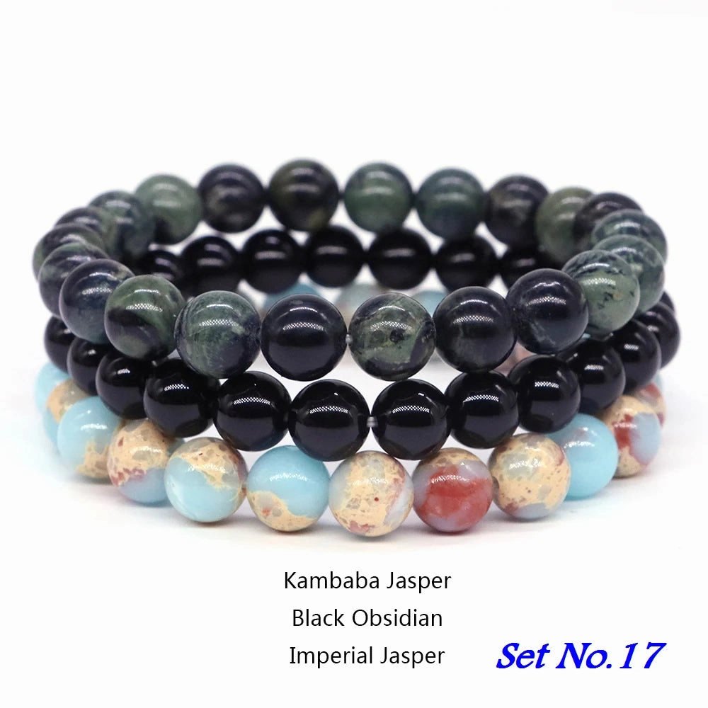 3pcs Set Couples Distance Bracelet Natural Stone Healing Jewelry