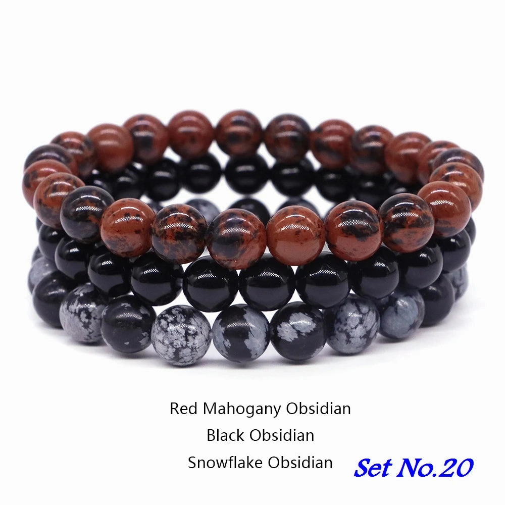 3pcs Set Couples Distance Bracelet Natural Stone Healing Jewelry