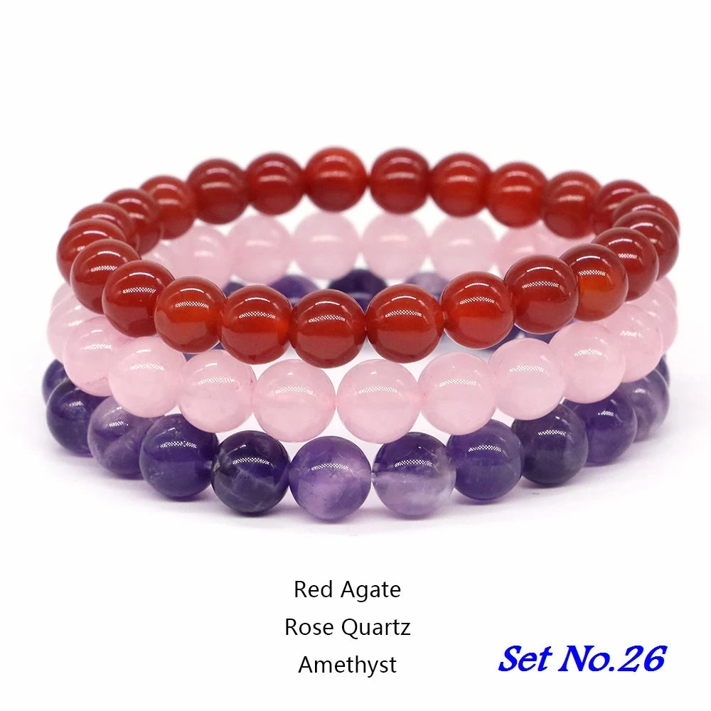 3pcs Set Couples Distance Bracelet Natural Stone Healing Jewelry