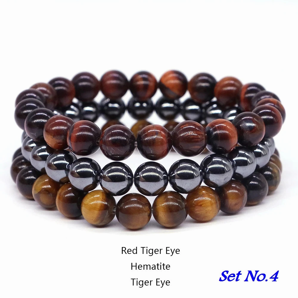 3pcs Set Couples Distance Bracelet Natural Stone Healing Jewelry
