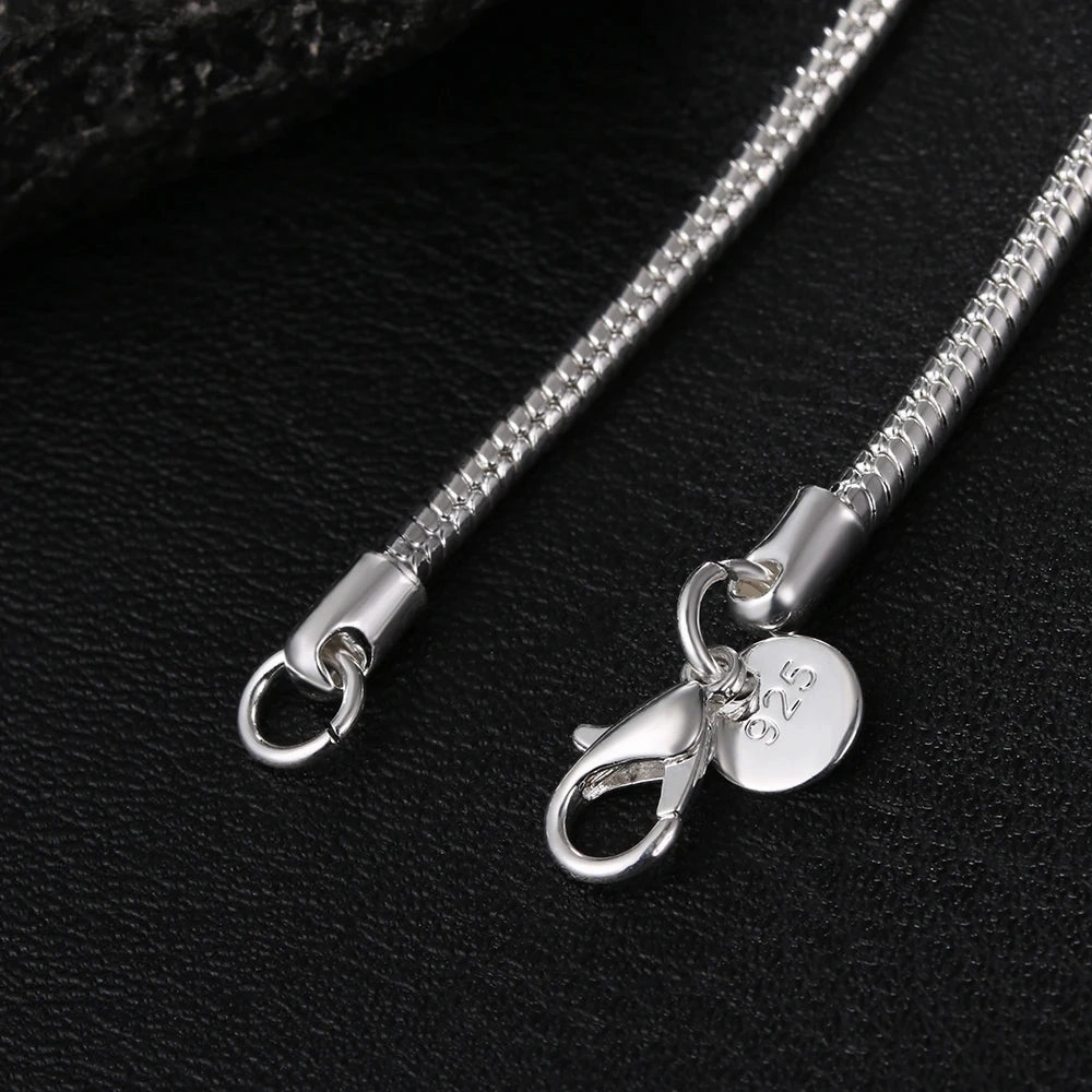 40-75cm 925 Sterling Silver Solid Snake Chain Necklace for Men Women