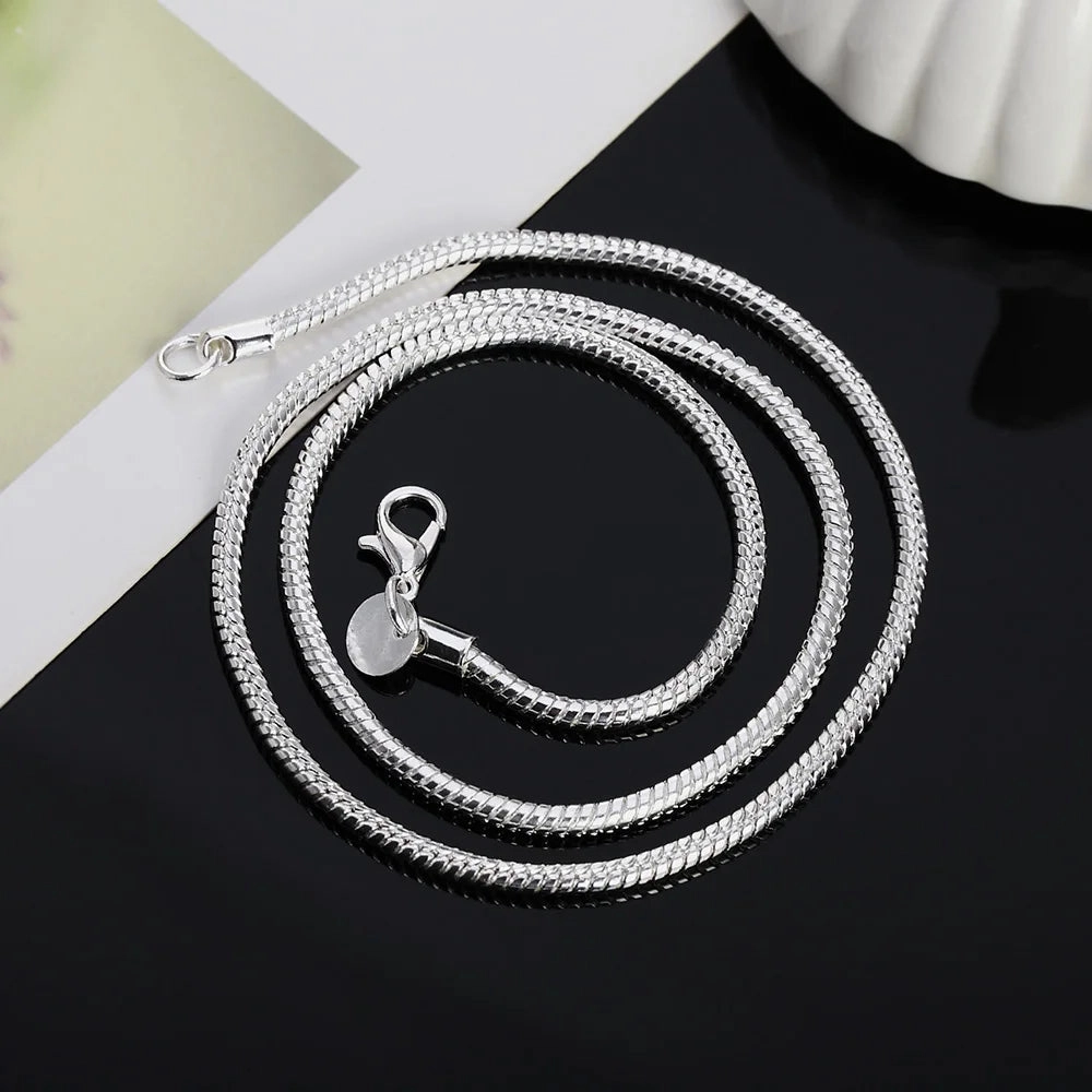40-75cm 925 Sterling Silver Solid Snake Chain Necklace for Men Women