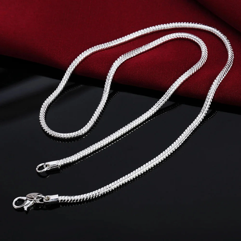 40-75cm 925 Sterling Silver Solid Snake Chain Necklace for Men Women
