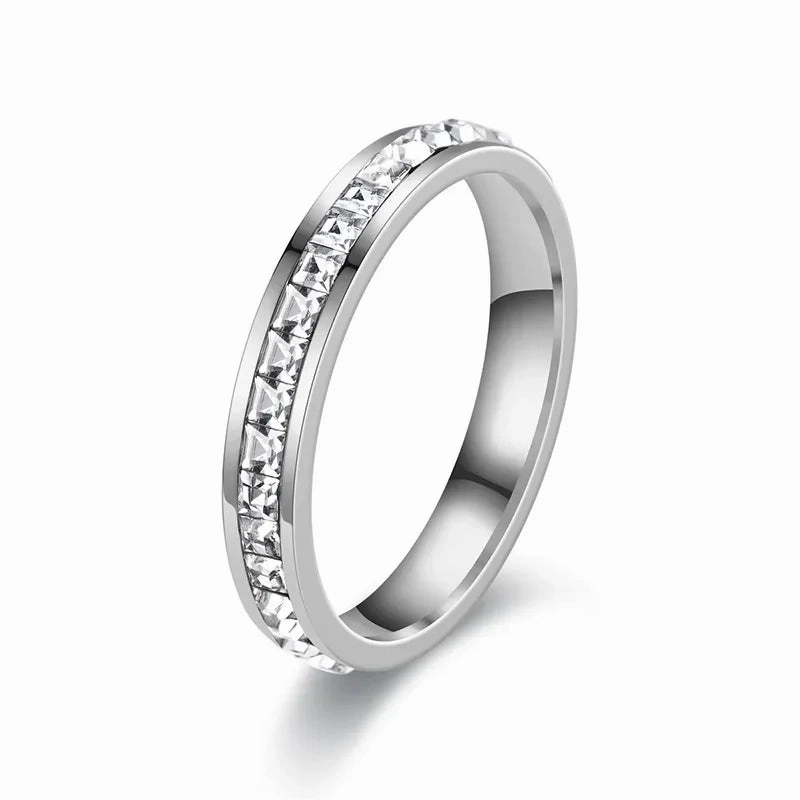 4mm/8mm Stainless Steel Lover Couples Men Women CZ Rings