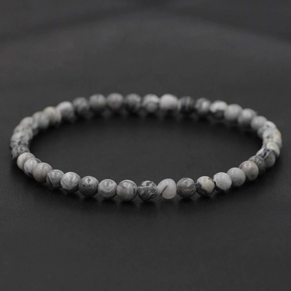 4mm Natural Stone Lapis Lazuli Bead Stretch Bracelet for All