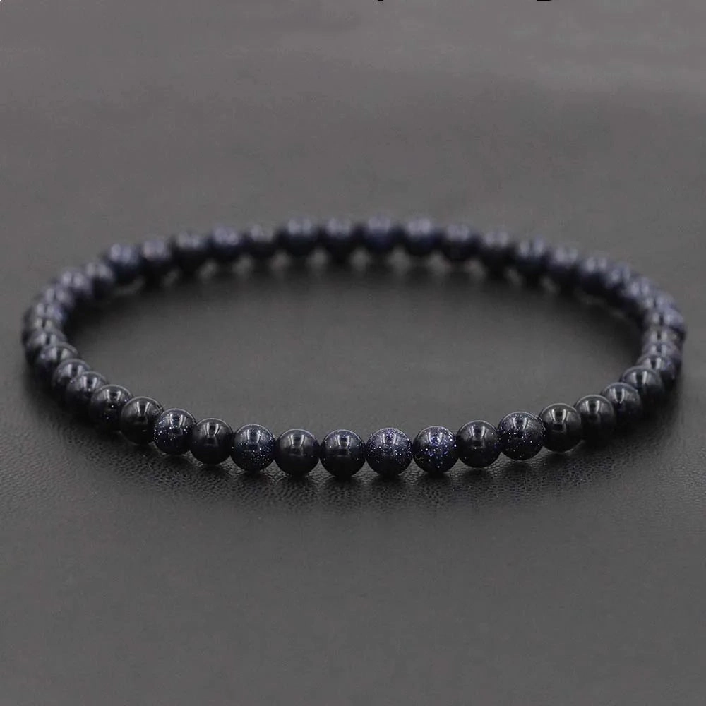 4mm Natural Stone Lapis Lazuli Bead Stretch Bracelet for All