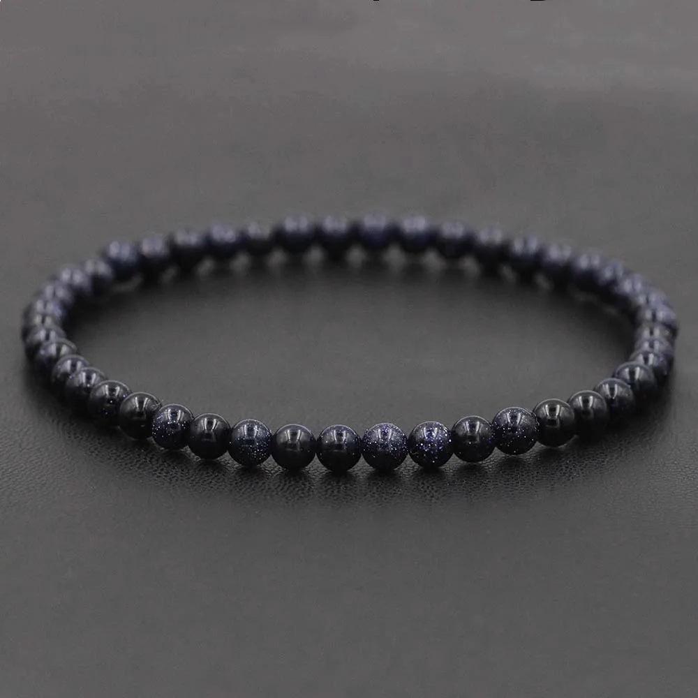 4mm Natural Stone Lapis Lazuli Bead Stretch Bracelet for All