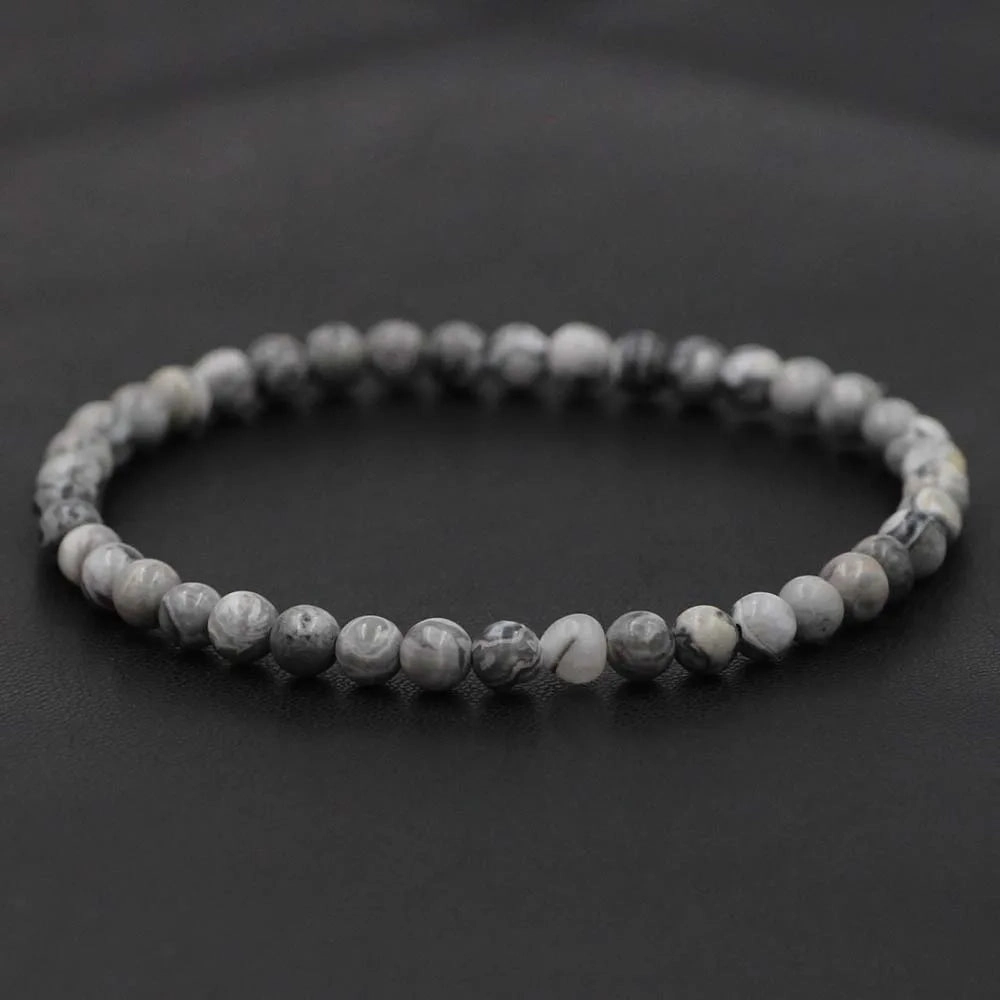 4mm Natural Stone Lapis Lazuli Bead Stretch Bracelet for All
