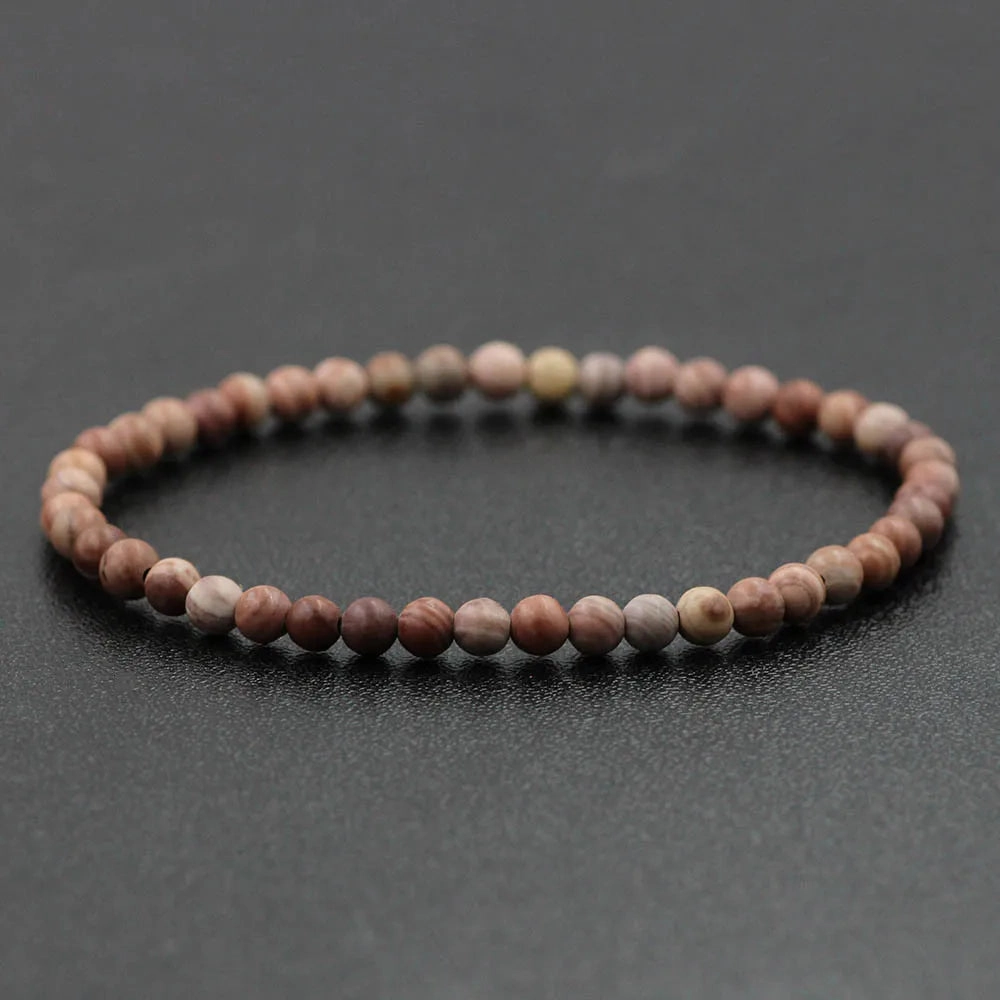 4mm Natural Stone Lapis Lazuli Bead Stretch Bracelet for All