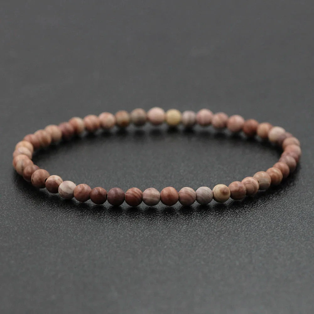 4mm Natural Stone Lapis Lazuli Bead Stretch Bracelet for All