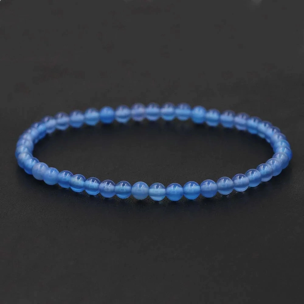 4mm Natural Stone Lapis Lazuli Bead Stretch Bracelet for All