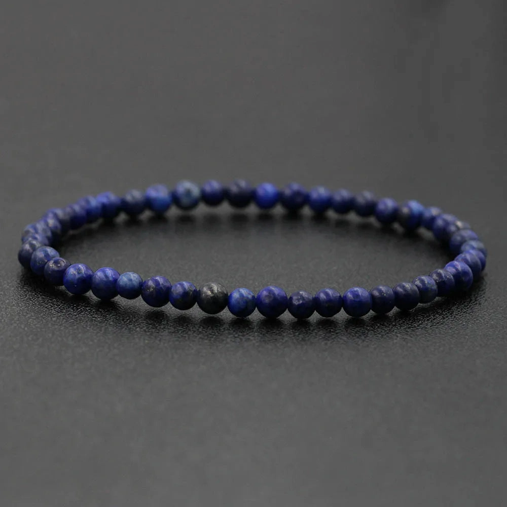 4mm Natural Stone Lapis Lazuli Bead Stretch Bracelet for All