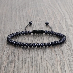 4MM Natural Stone Round Beads Bracelet Women Minimalism Adjustable Leather String Bangles Jewelry Men Healing Yoga Gift