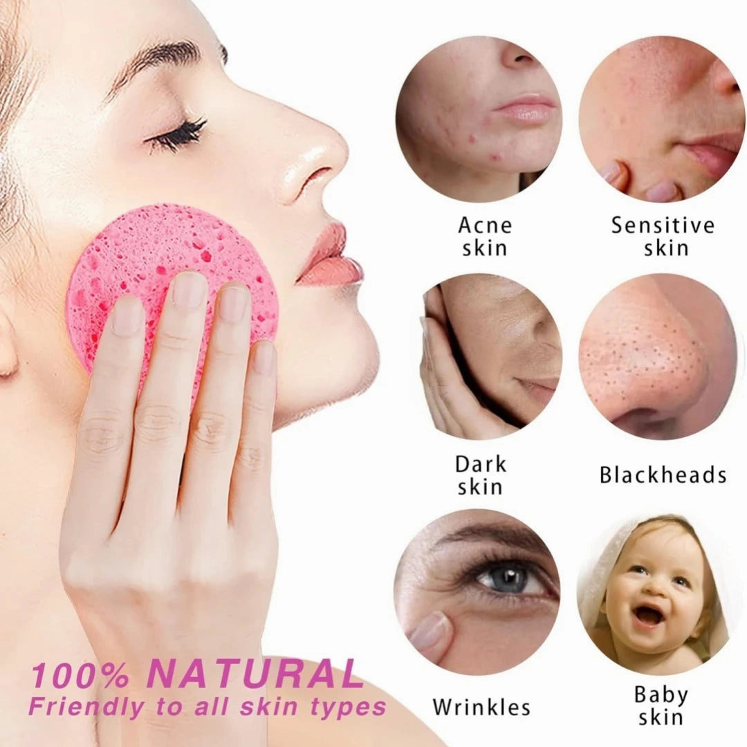 50-1000PCS Compress Face Wash Puff Natural Wood Pulp Sponge