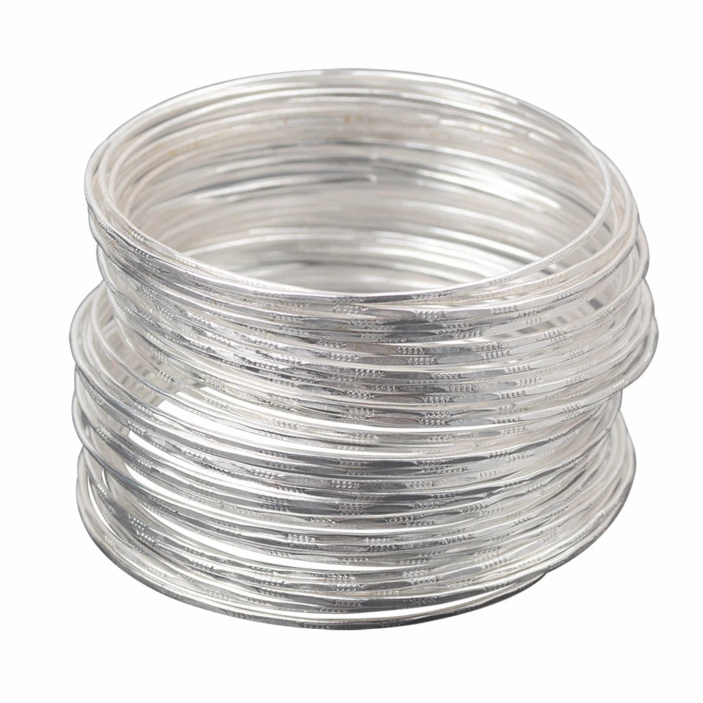 50 Bulk Silver Color Ultrathin Hoop Bangle Bracelet Cuff