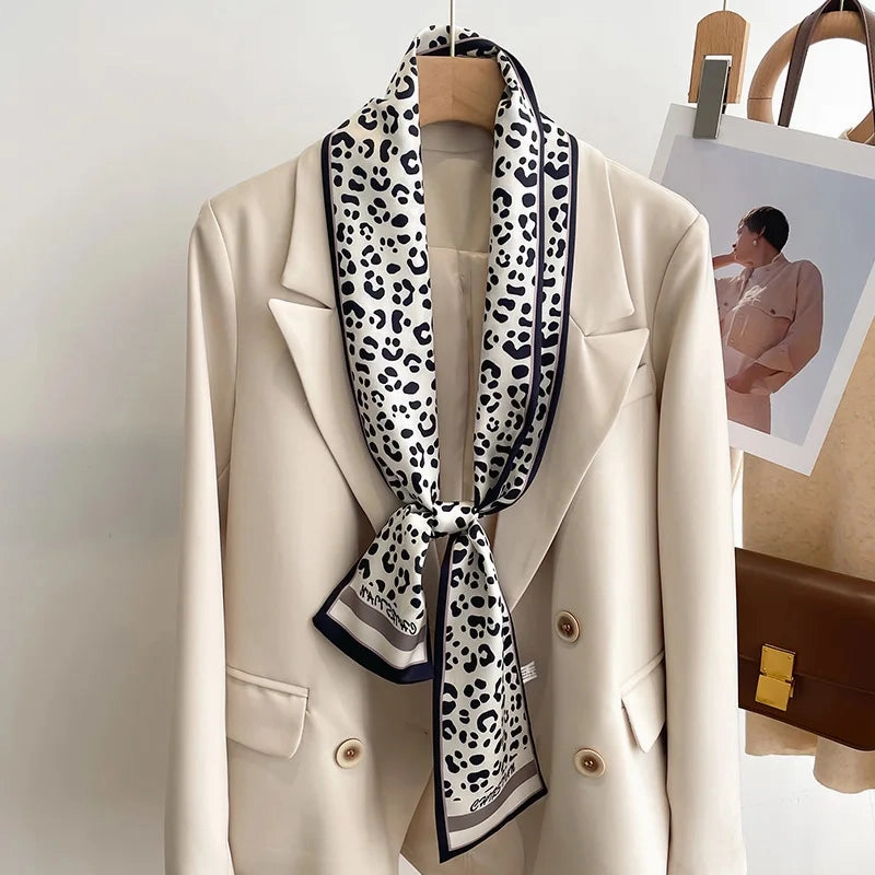 50 Color New Women Silk Printed Design Scarf Shawl Fashion Luxury Long Narrow Small Silk Scarves for Stylish Headbands and Headscarves