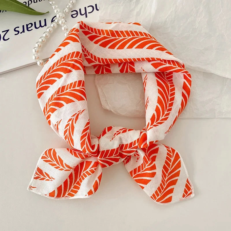 55cm Laies Headband Cotton Linen Square Scarf for Women