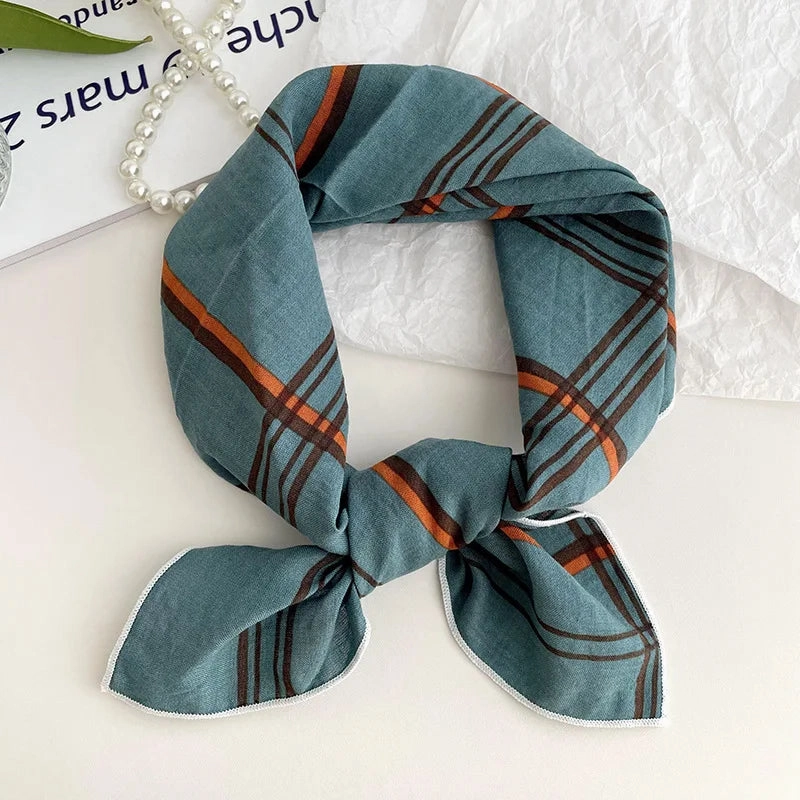 55cm Laies Headband Cotton Linen Square Scarf for Women
