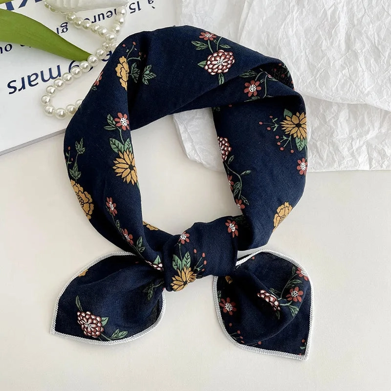 55cm Laies Headband Cotton Linen Square Scarf for Women