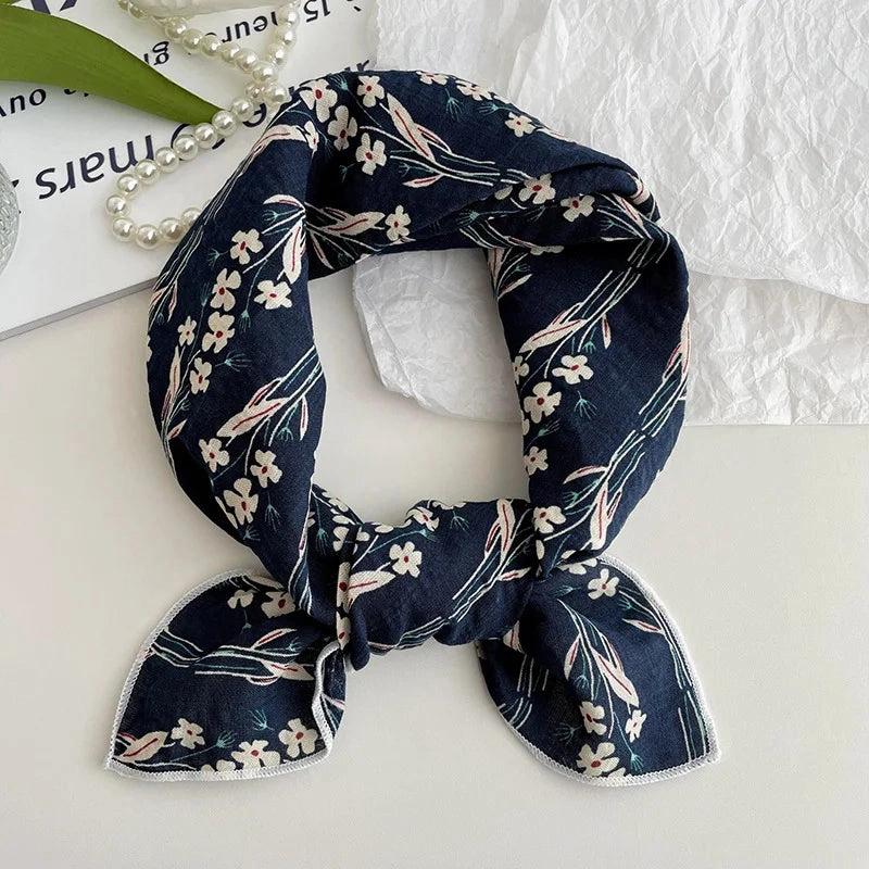 55cm Laies Headband Cotton Linen Square Scarf for Women
