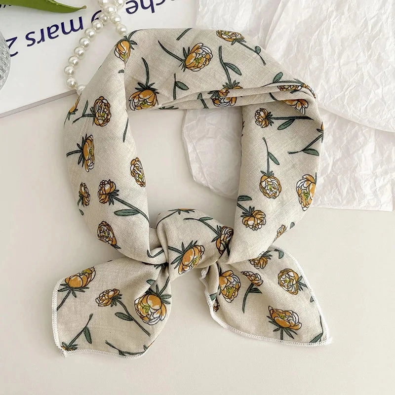 55cm Laies Headband Cotton Linen Square Scarf for Women