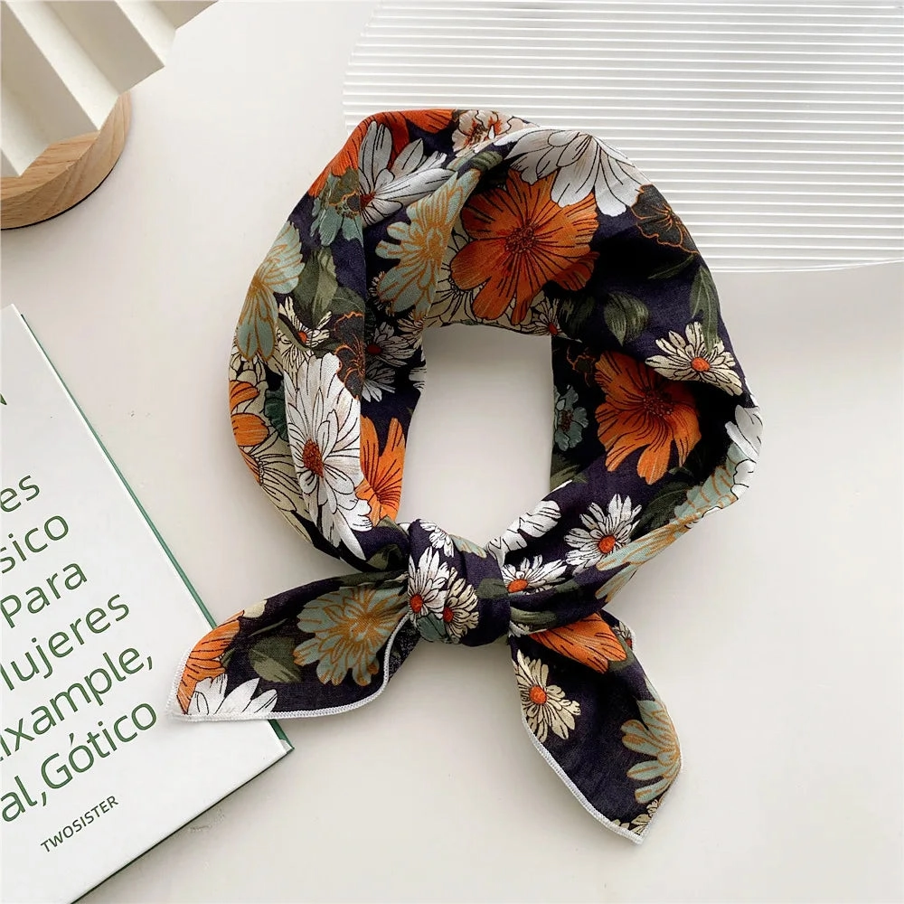 55cm Laies Headband Cotton Linen Square Scarf for Women