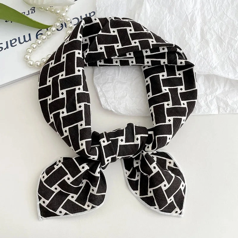 55cm Laies Headband Cotton Linen Square Scarf for Women