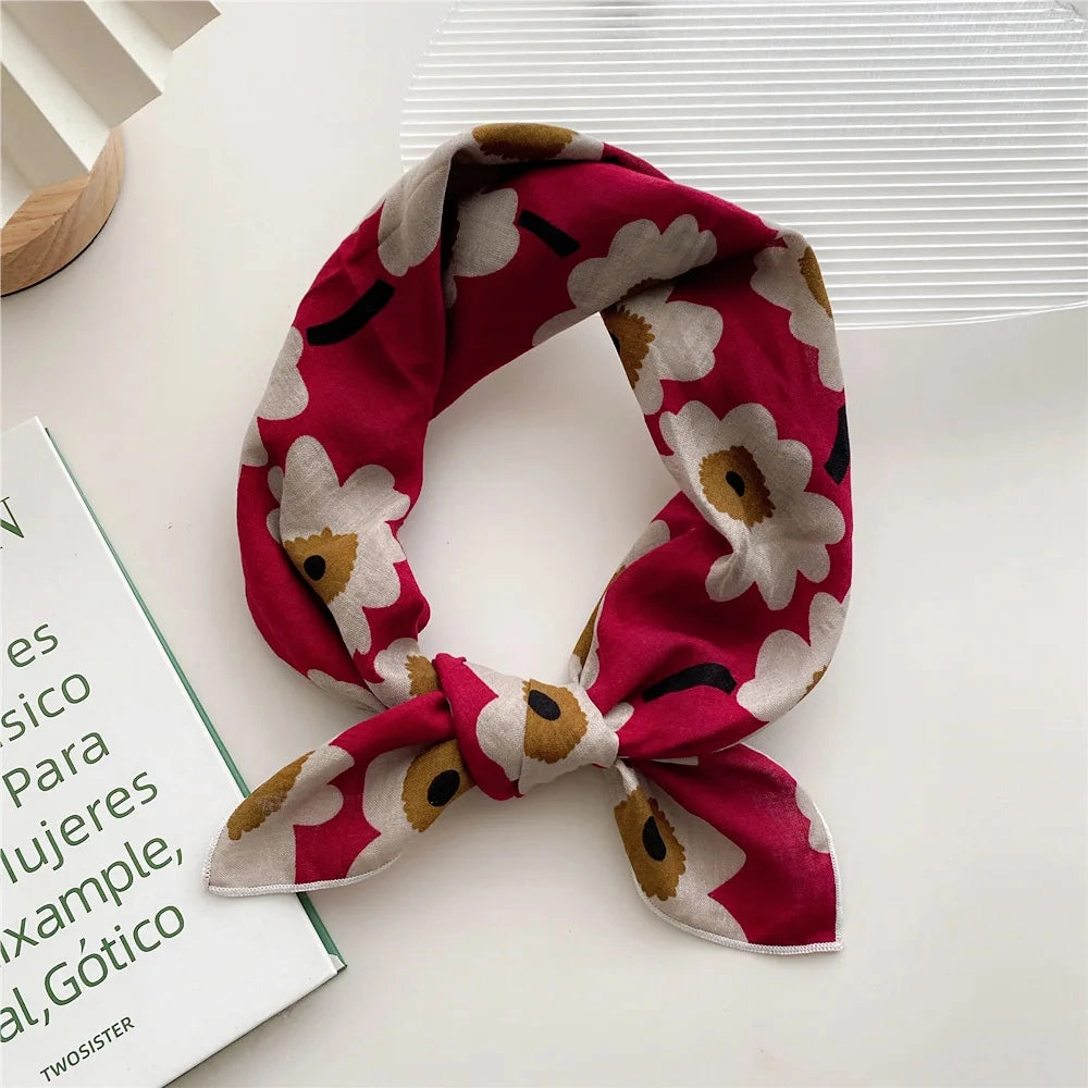 55cm Laies Headband Cotton Linen Square Scarf for Women