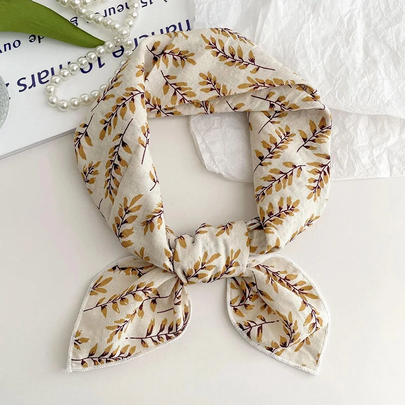 55cm Laies Headband Cotton Linen Square Scarf for Women
