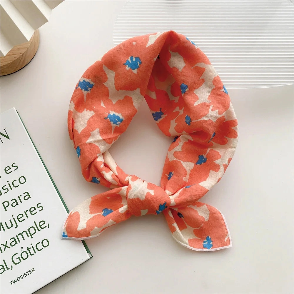 55cm Laies Headband Cotton Linen Square Scarf for Women
