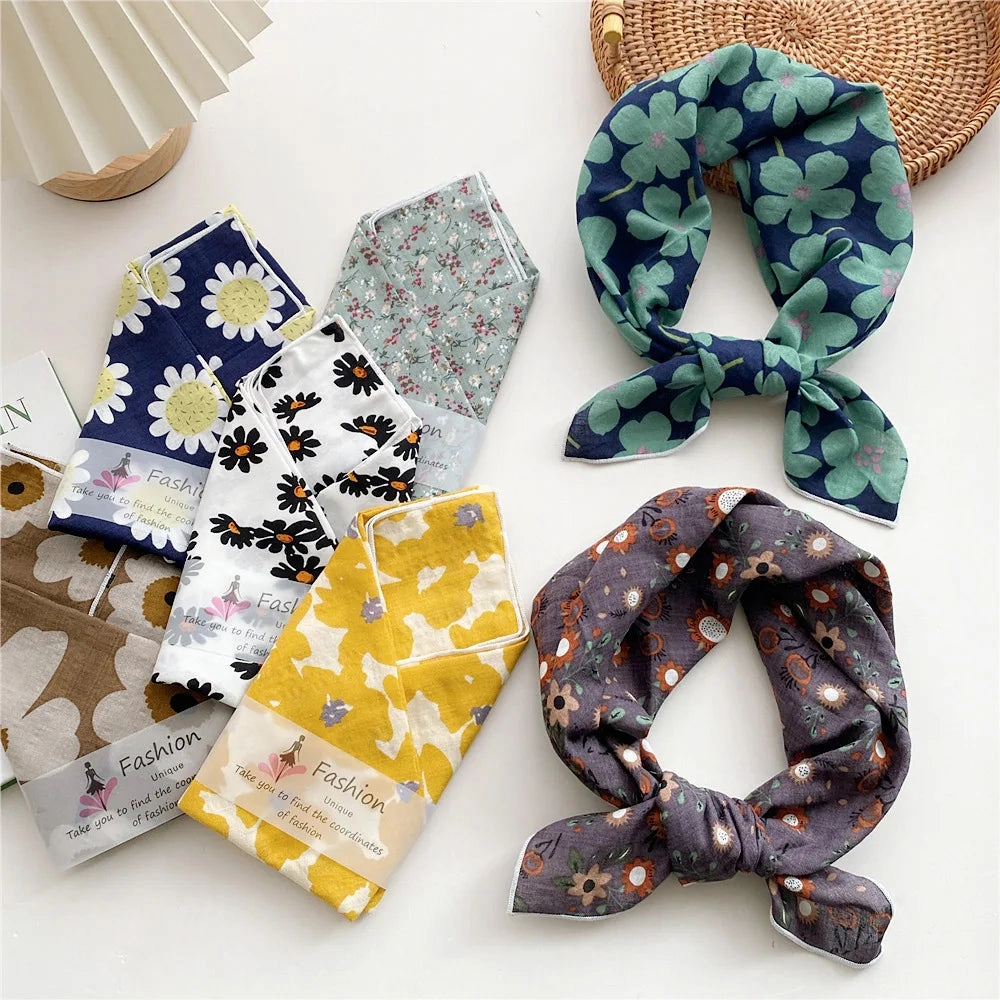 55cm Laies Headband Cotton Linen Square Scarf for Women