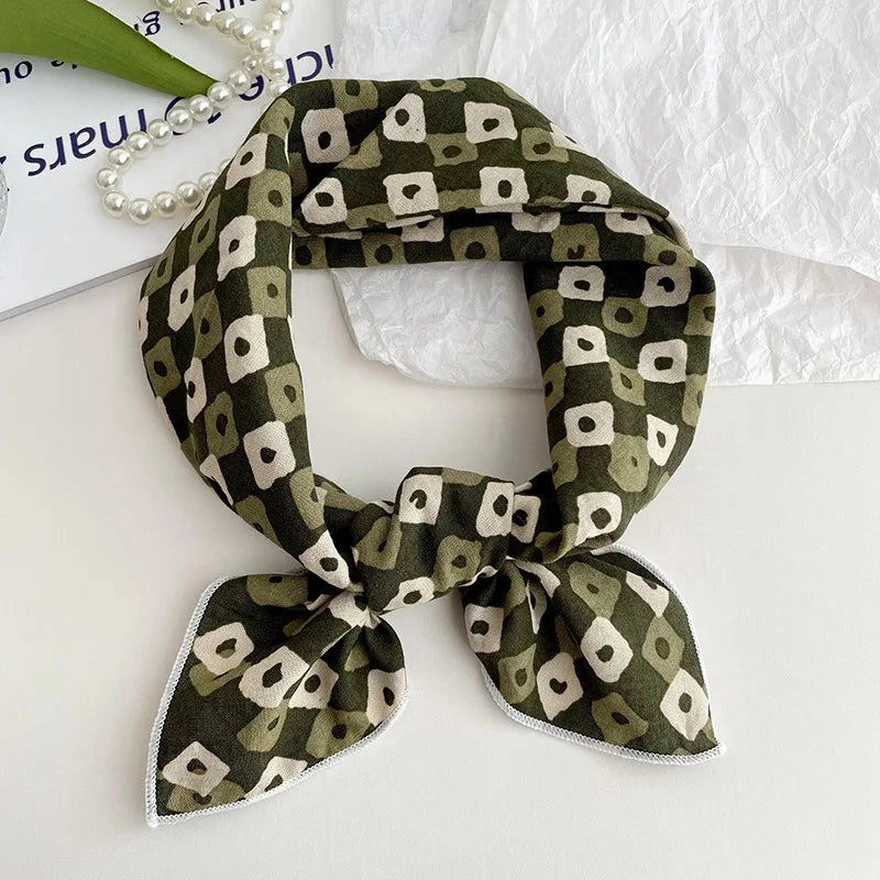 55cm Laies Headband Cotton Linen Square Scarf for Women