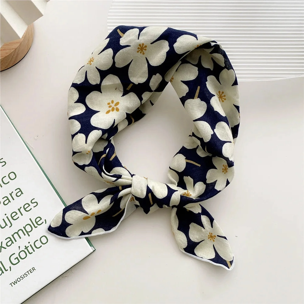 55cm Laies Headband Cotton Linen Square Scarf for Women