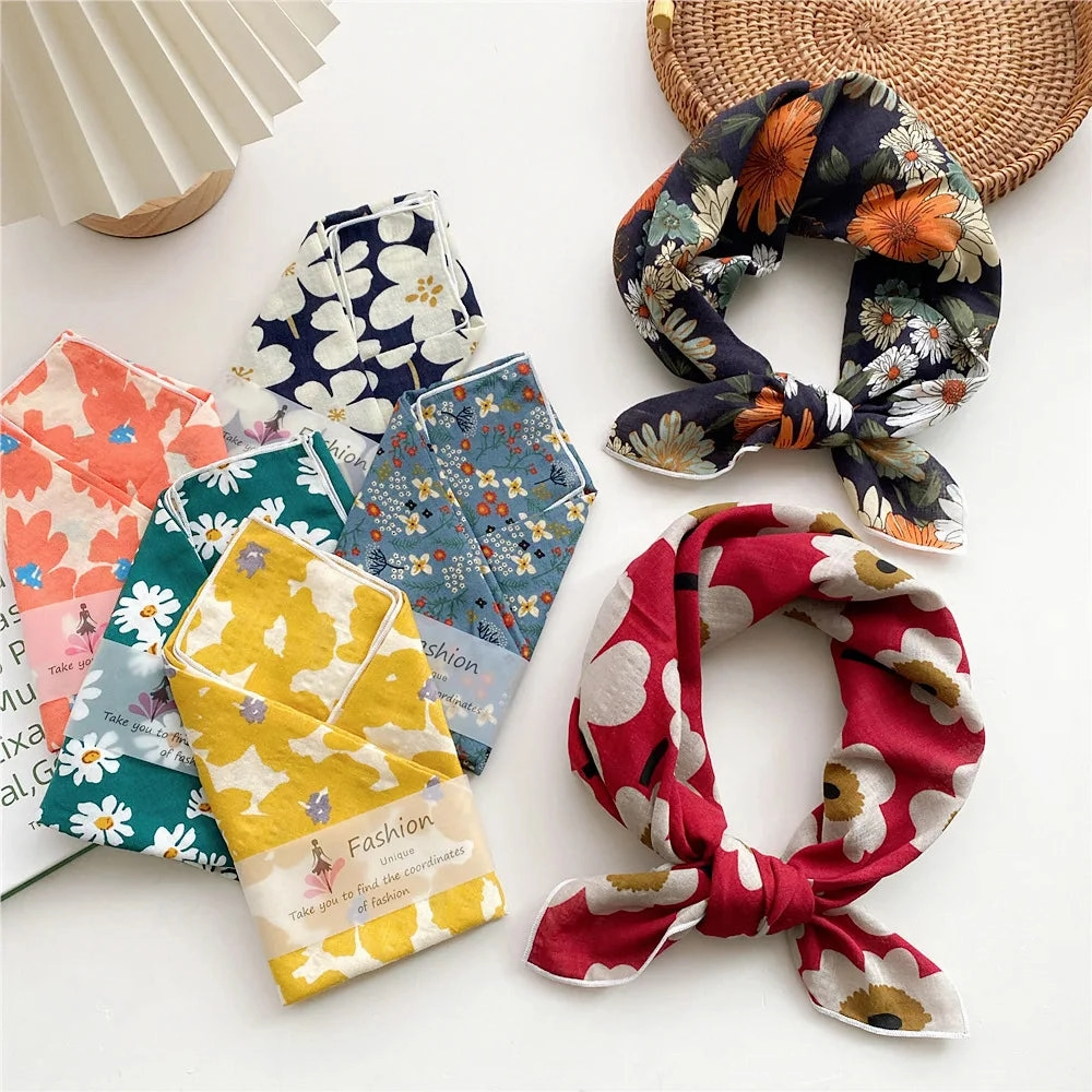 55cm Laies Headband Cotton Linen Square Scarf for Women
