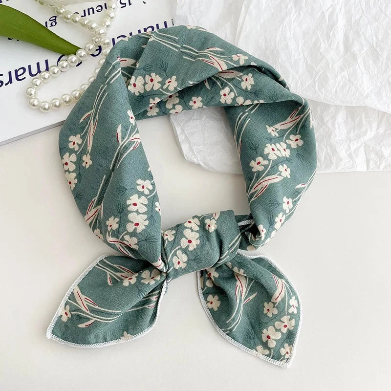 55cm Laies Headband Cotton Linen Square Scarf for Women