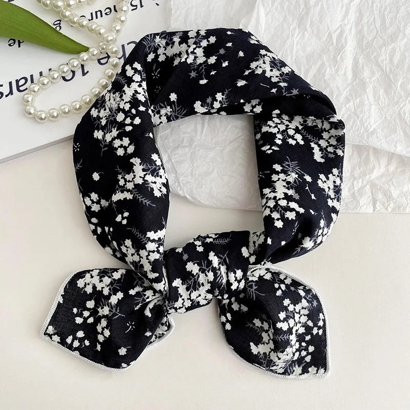 55cm Laies Headband Cotton Linen Square Scarf for Women