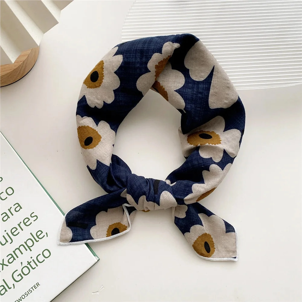 55cm Laies Headband Cotton Linen Square Scarf for Women