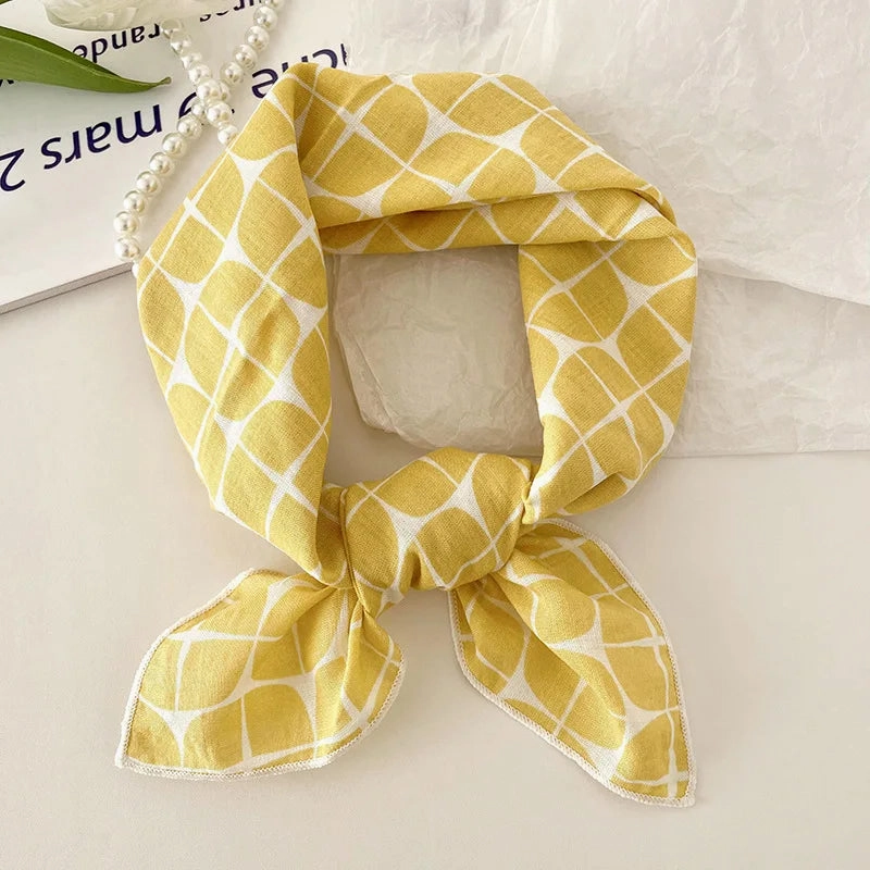 55cm Laies Headband Cotton Linen Square Scarf for Women
