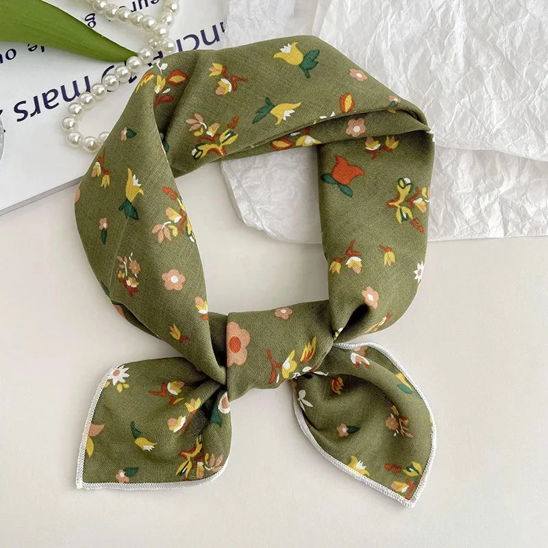 55cm Laies Headband Cotton Linen Square Scarf for Women