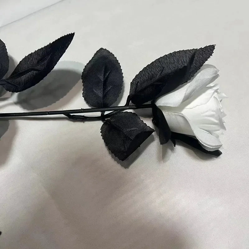 5pcs Silk Black Rose Artificial Flower Heads For Home Decor