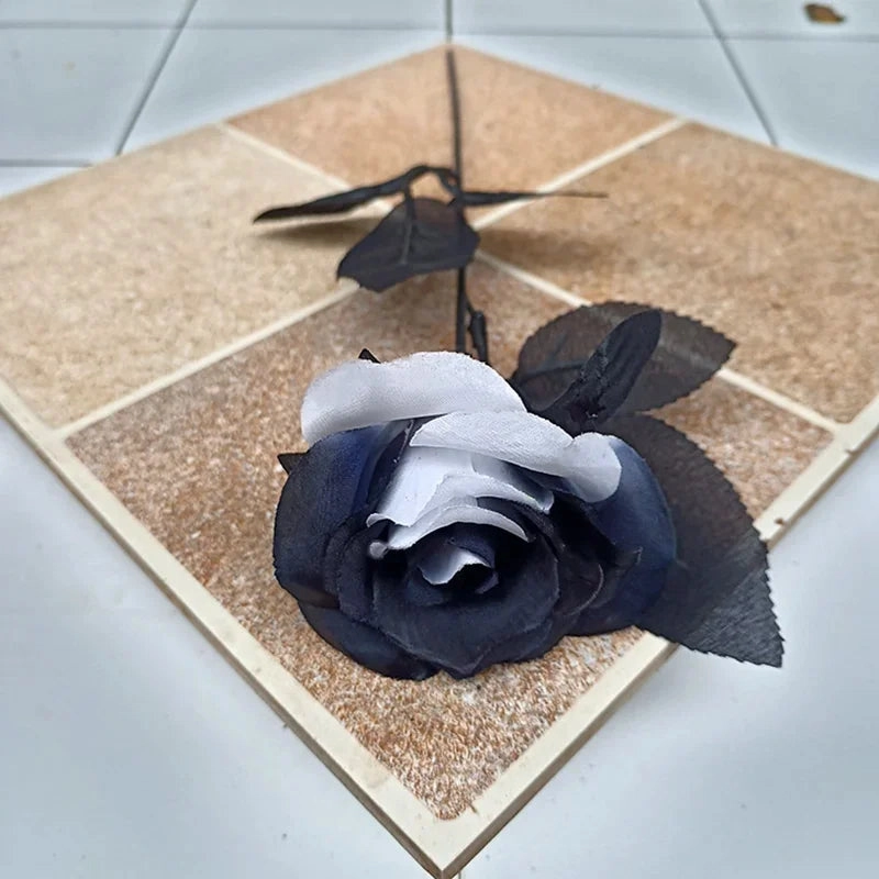 5pcs Silk Black Rose Artificial Flower Heads For Home Decor