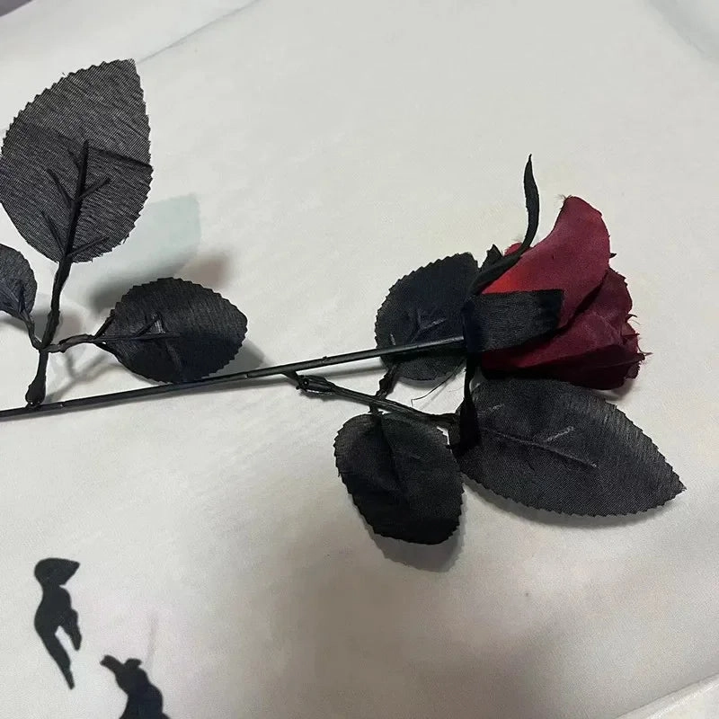5pcs Silk Black Rose Artificial Flower Heads For Home Decor