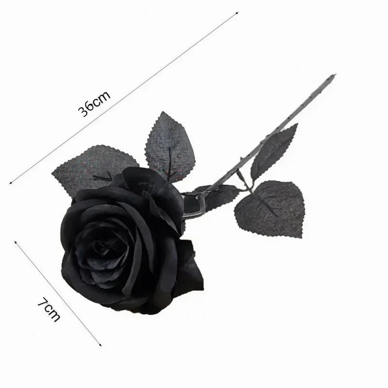 5pcs Silk Black Rose Artificial Flower Heads For Home Decor