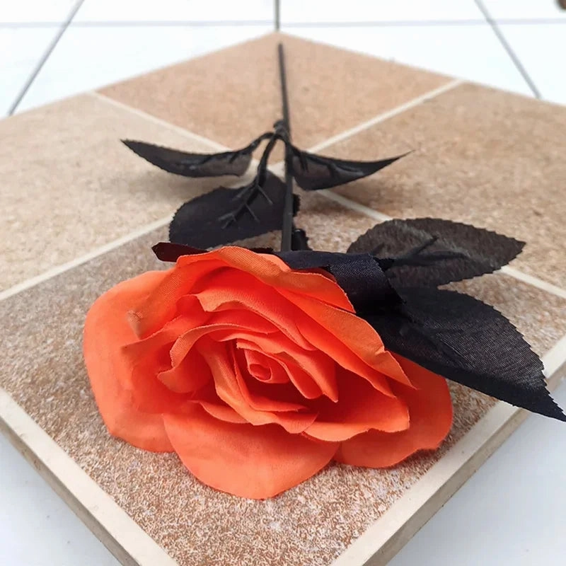 5pcs Silk Black Rose Artificial Flower Heads For Home Decor