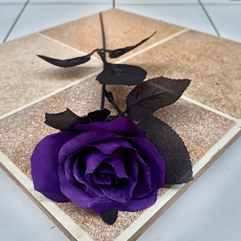 5pcs Silk Black Rose Artificial Flower Heads For Home Decor