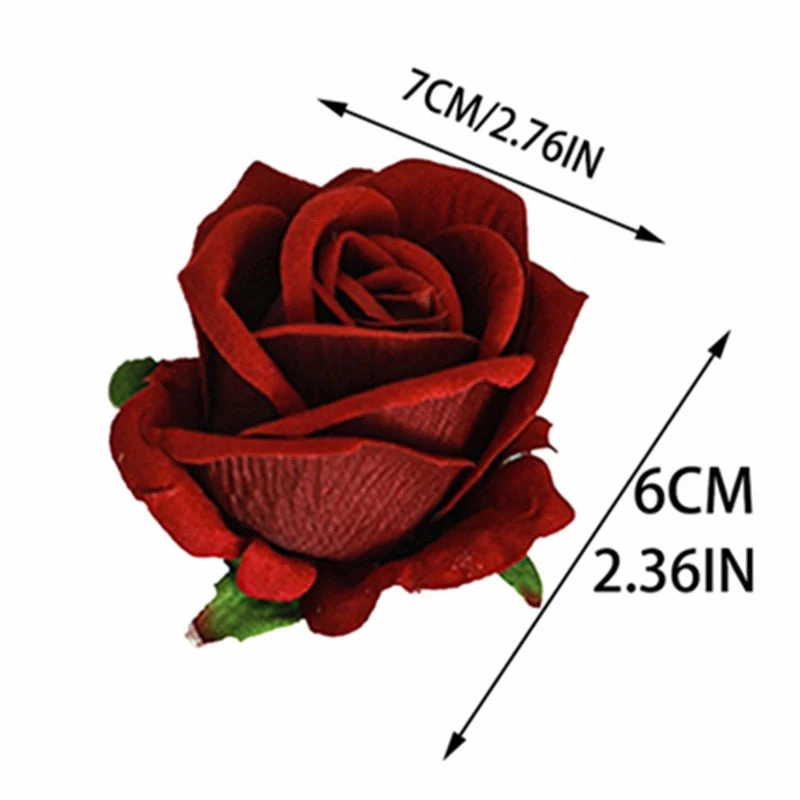 5Pcs Wine Red Rose Artificial Silk Flower Heads for DIY Decor