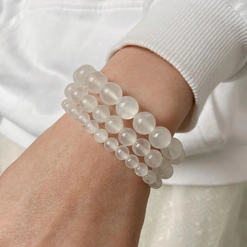 6/8/10MM Gypsum Stone Stretch Bracelet For Healing Gift