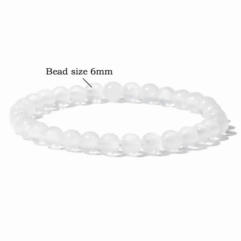 6/8/10MM Gypsum Stone Stretch Bracelet Healing Gift For Women